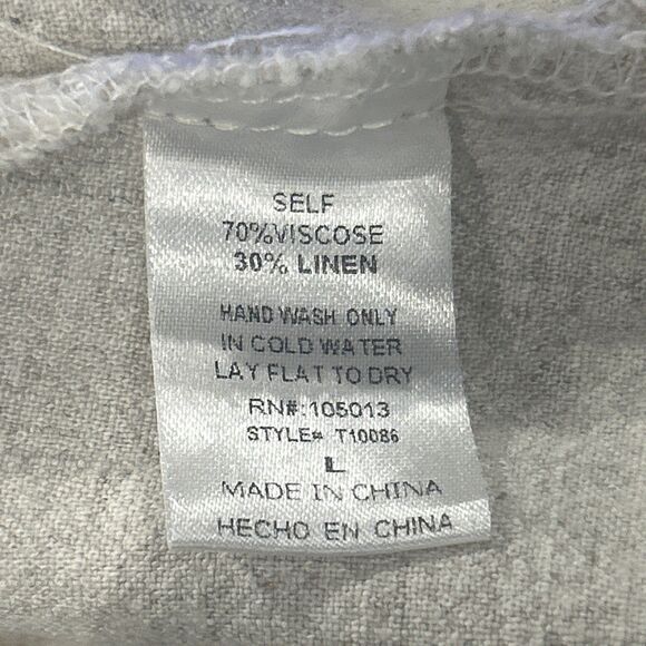 Savanna Jane Top Womens Large Embroidered Blouse Boho Tassels Linen Blend Beige - Picture 5 of 7